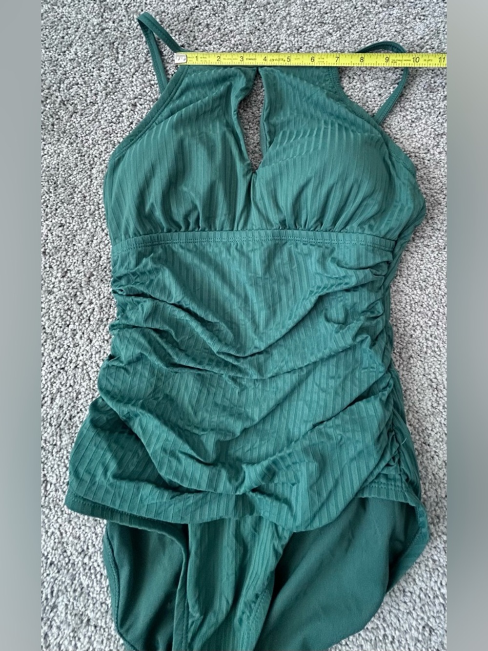 Ellen Tracy, Green Ribbed One-Piece Swimsuit, Women’s, Size 8 - Picture 4 of 8